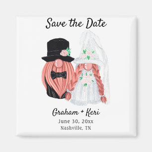Cute Wedding Gnome Couple Save the Date Magneet