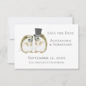 Cute Wedding Hedgel Couple Save the Date (Voorkant)