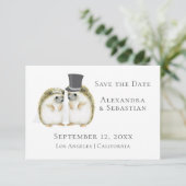 Cute Wedding Hedgel Couple Save the Date (Staand voorkant)