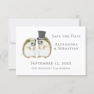 Cute Wedding Hedgel Couple Save the Date