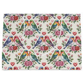 Cute Wedding liefdesvogels betegeld  Groot Cadeauzakje (Voorkant)