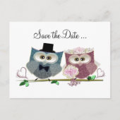 Cute Wedding Owls Aankondigingskaart (Voorkant)
