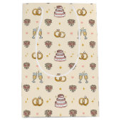 Cute Wedding Rings and Champagne Gift Bag Medium Cadeauzakje (Voorkant)