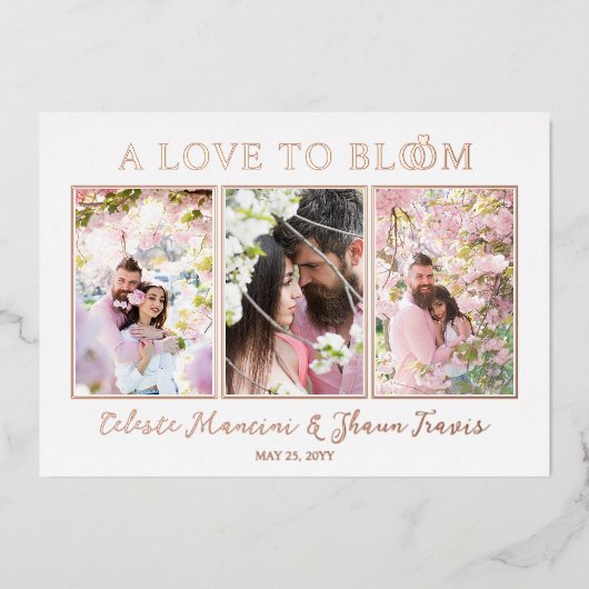 Cute Wedding Rings Luxurious 3 Multi Photos Folie Uitnodiging (Voorkant)