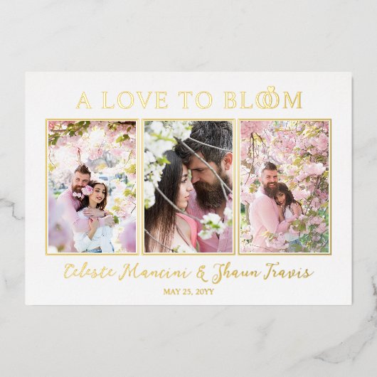 Cute Wedding Rings Sophisticated 3 Multi Photos Folie Uitnodiging (Voorkant)