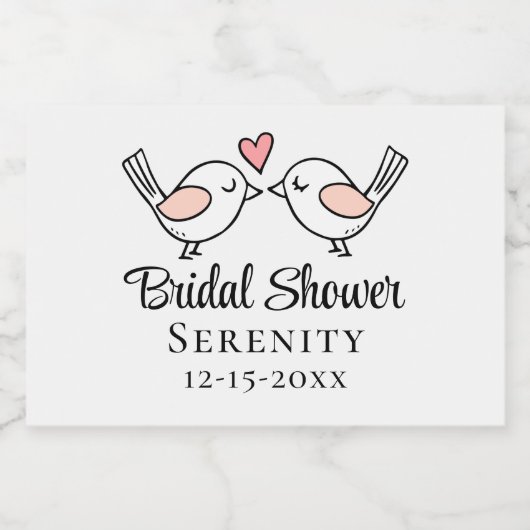 Cute Wedding Tortelduifjes Lovevogels Vrijgezellen Sparkling Wijnetiket (Enkel label)