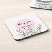 Cute Wedding White Snowdrops Pink Poot Bier Onderzetter (Linkerzijde)