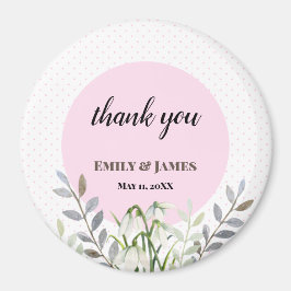 Cute Wedding White Snowdrops Pink Poot Magneet