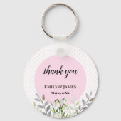 Cute Wedding White Snowdrops Pink Poot Sleutelhanger (Voorkant)