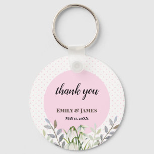Cute Wedding White Snowdrops Pink Poot Sleutelhanger
