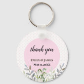 Cute Wedding White Snowdrops Pink Poot Sleutelhanger (Achterkant)