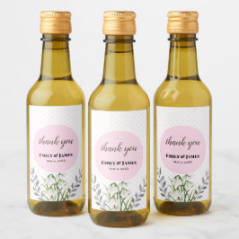 Cute Wedding White Snowdrops Pink Poot Wijn Etiket