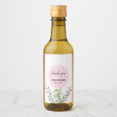 Cute Wedding White Snowdrops Pink Poot Wijn Etiket (Voorkant)
