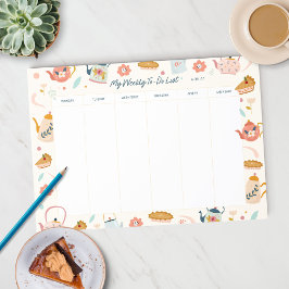 Cute Weekly Planner Tea Party Notitieblok