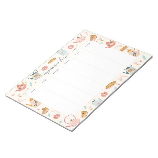 Cute Weekly Planner Tea Party Notitieblok (Schuin)