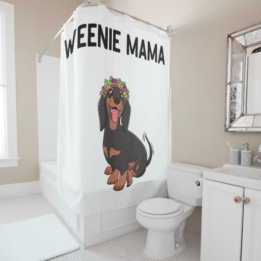 Cute Weenie Mama Weiner Dog Gift Douchegordijn (In situ)