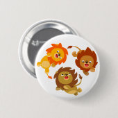 Cute Weightless Cartoon Lions Button Badge (Voorkant /achterkant)