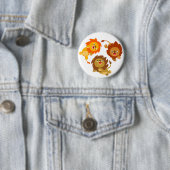 Cute Weightless Cartoon Lions Button Badge (In situ)