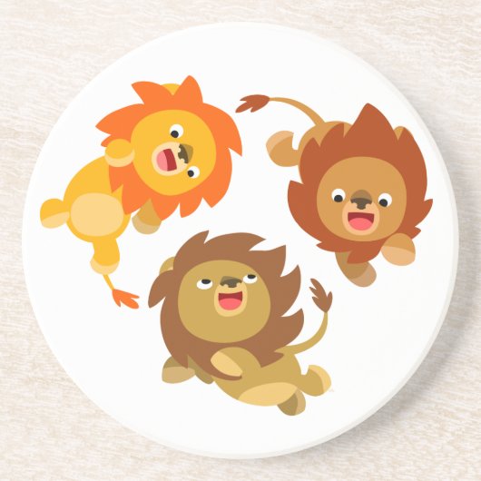 Cute Weightless Cartoon Lions Onderzetter (Voorkant)