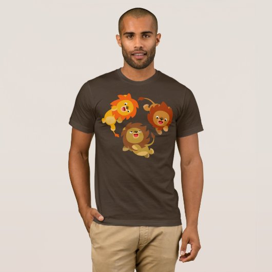 Cute Weightless Cartoon Lions T-Shirt (Voorkant volledig)