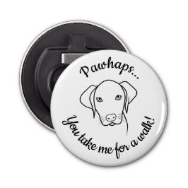 Cute Weimaraner dog heeft een wandeling nodig Button Flesopener