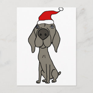 Cute Weimaraner Dog in Santa Hat Cartoon Feestdagenkaart