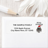 Cute Weimaraner Dog Merry Kerstmis Etiket (Insitu)