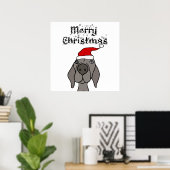 Cute Weimaraner Dog Merry Kerstmis Poster (Thuiskantoor)