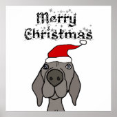 Cute Weimaraner Dog Merry Kerstmis Poster (Voorkant)