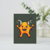 Cute Weird Horned Little Devil Creator Briefkaart (Staand voorkant)
