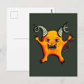 Cute Weird Horned Little Devil Creator Briefkaart (Voorkant / Achterkant)