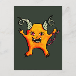 Cute Weird Horned Little Devil Creator Briefkaart
