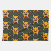 Cute Weird Horned Little Devil CreatPattern Theedoek (Horizontaal)