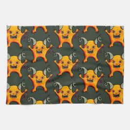 Cute Weird Horned Little Devil CreatPattern Theedoek