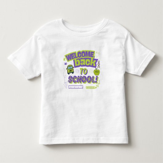 Cute Welcome Back To School Purple Green Kinder Shirts (Voorkant)
