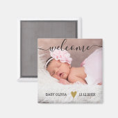 Cute Welcome New Baby Notice Foto Magneet (Voorkant / Achterkant)