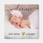 Cute Welcome New Baby Notice Foto Magneet (Voorkant)