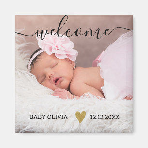 Cute Welcome New Baby Notice Foto Magneet