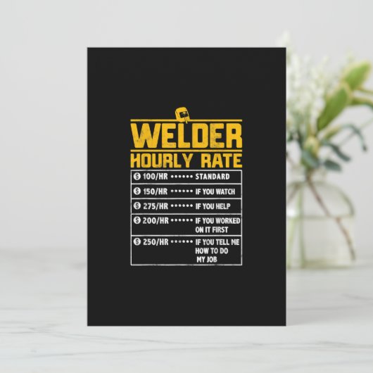 Cute Welder Funny Hourly Rate | Gift for Welder Aankondiging (Staand voorkant)