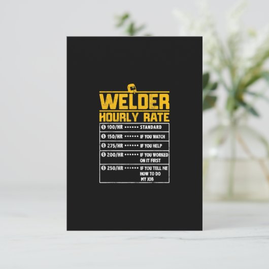 Cute Welder Funny Hourly Rate | Gift for Welder Bedankkaart (Staand voorkant)