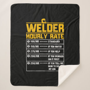 Cute Welder Funny Hourly Rate   Gift for Welder Sherpa Deken