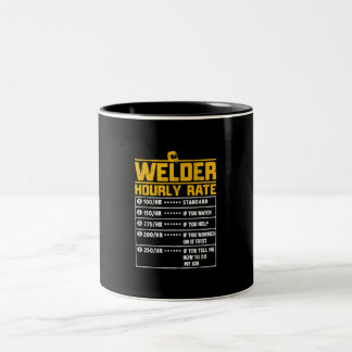 Cute Welder Funny Hourly Rate | Gift for Welder Tweekleurige Koffiemok