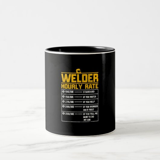 Cute Welder Funny Hourly Rate | Gift for Welder Tweekleurige Koffiemok (Center)