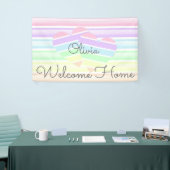 Cute Welkom thuis regenboogstrips liefde harten Spandoek (Beurs)