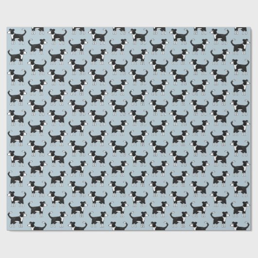 Cute Welsh Border Collie Sheep Dog Patroon Cadeaupapier (Vlak)