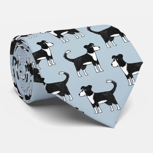 Cute Welsh Border Collie Sheep Dog Patroon Stropdas (Opgerold)