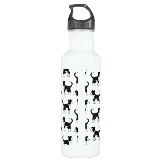 Cute Welsh Border Collie Sheep Dog Patroon Waterfles (Achterkant)