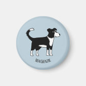 Cute Welsh Border Collie Sheepdog Custom Name Magneet (Voorkant)
