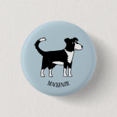 Cute Welsh Border Collie Sheepdog Custom Name Ronde Button 3,2 Cm (Voorkant)