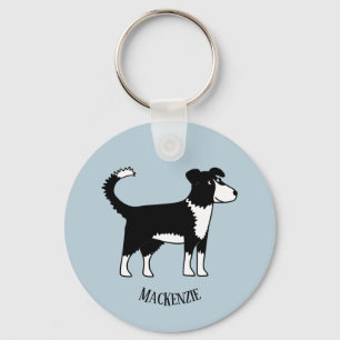 Cute Welsh Border Collie Sheepdog Custom Name Sleutelhanger